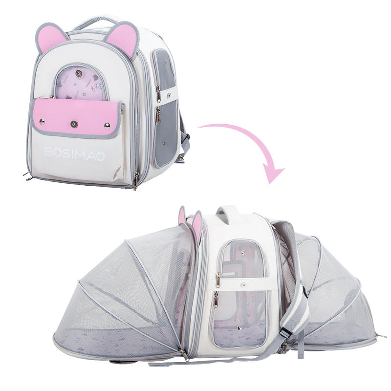 BAOSIMAO BD Series Cat Backpack Carrier Dual Sides Expandable Breathable Pet Backpack - Beige BAOSIMAO BD Series Cat Backpack Carrier Dual Sides Expandable Breathable Pet Backpack - Beige